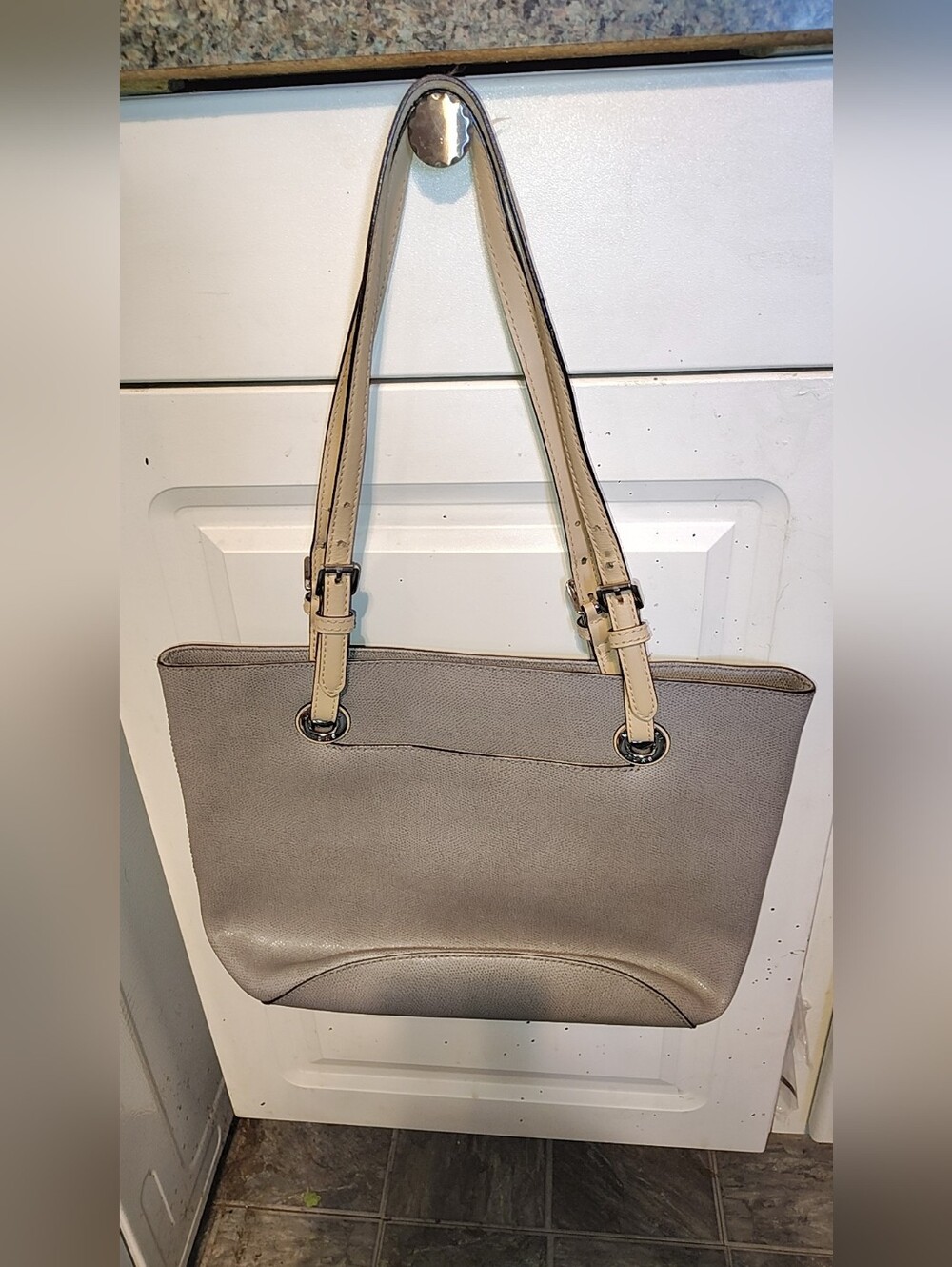 Michael Kors Taupe Tote with Cream Straps